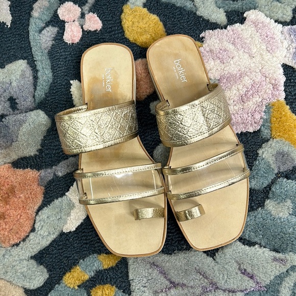 Botkier-Black and Clear Slides | Depop Botkier clear strappy metallic sandals